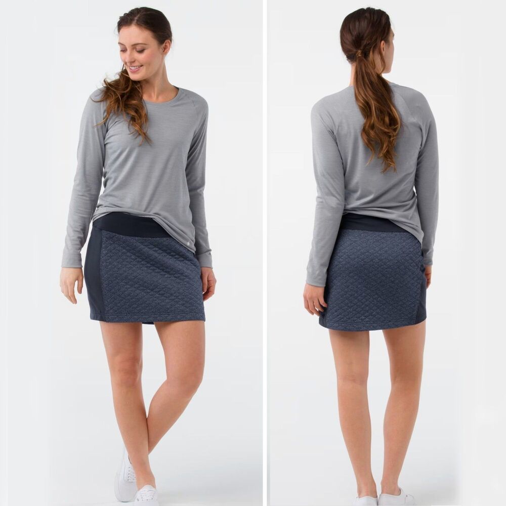 Smartwool Diamond Peak Quilted Mini Skirt Size XL Merino Wool Navy Blue Hiking